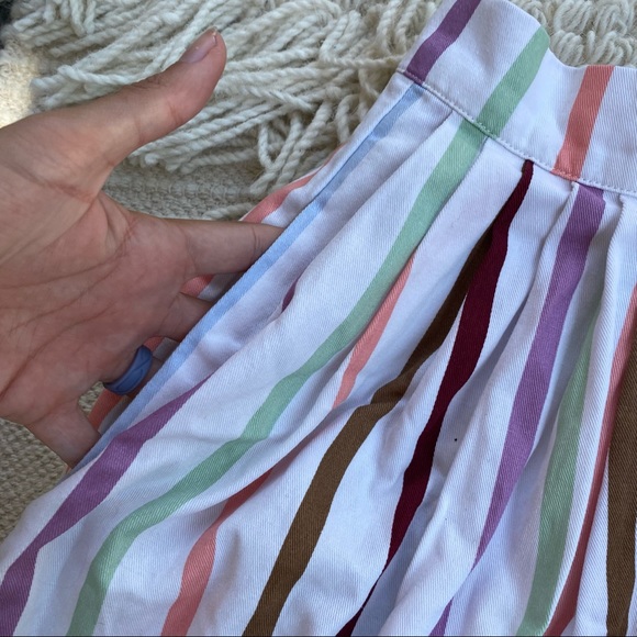 MODCLOTH white striped Aspiration Creation pleated a-line skirt XS - Picture 8 of 11